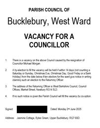 Vacancy on Bucklebury Parish Council (West Ward)